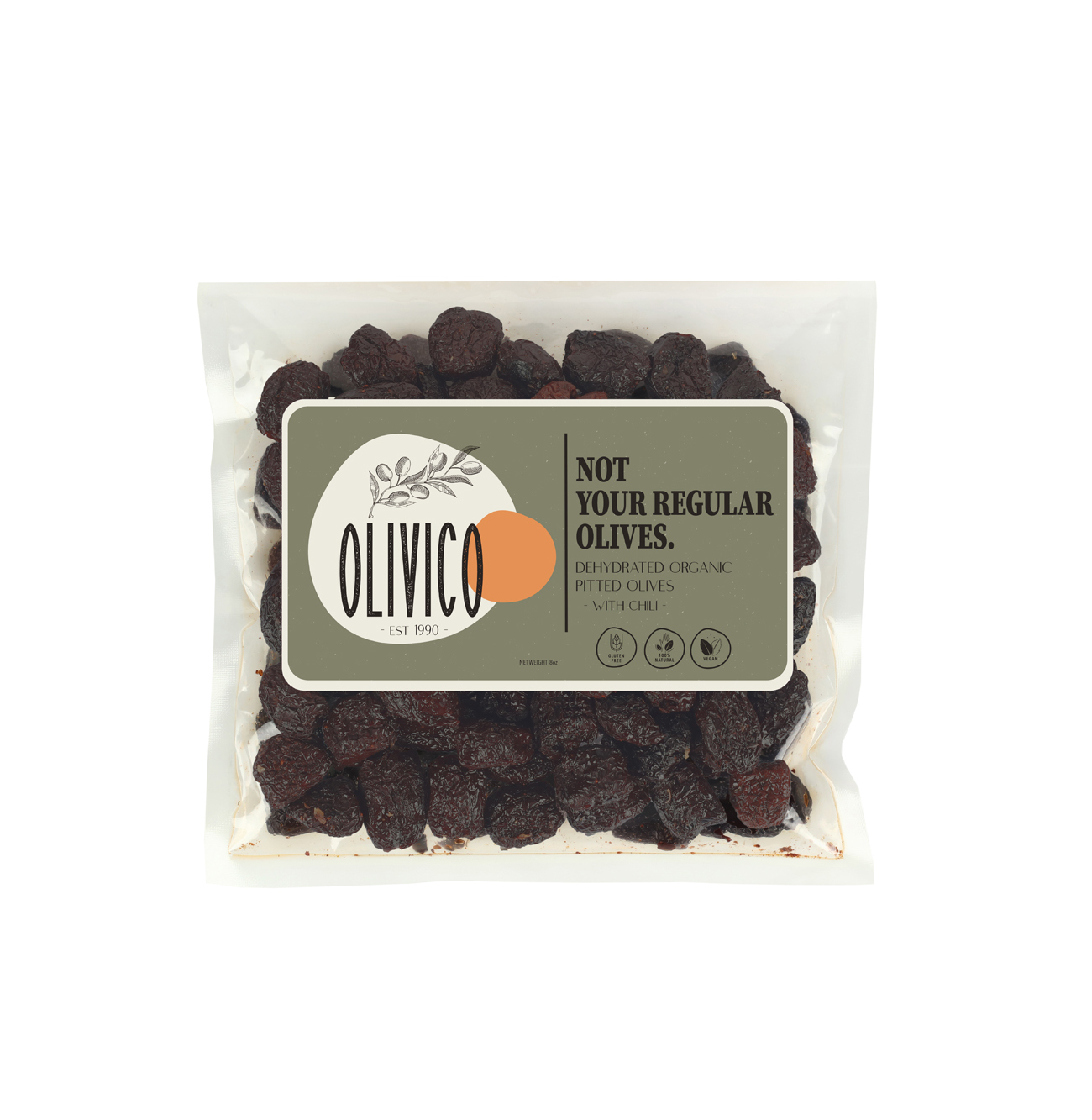 Dehydrierte oliven mit chili