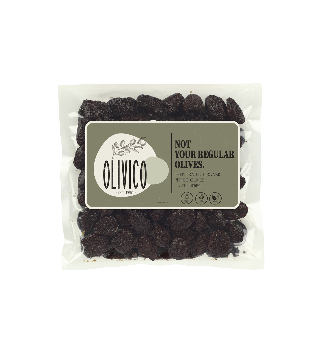 Dehydrierte oliven mit kräutern